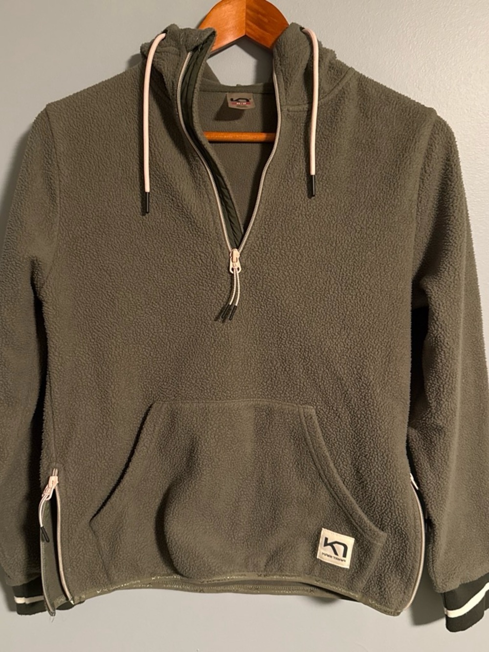 Kari Traa Olive Green Fleece Half-Zip Hoodie